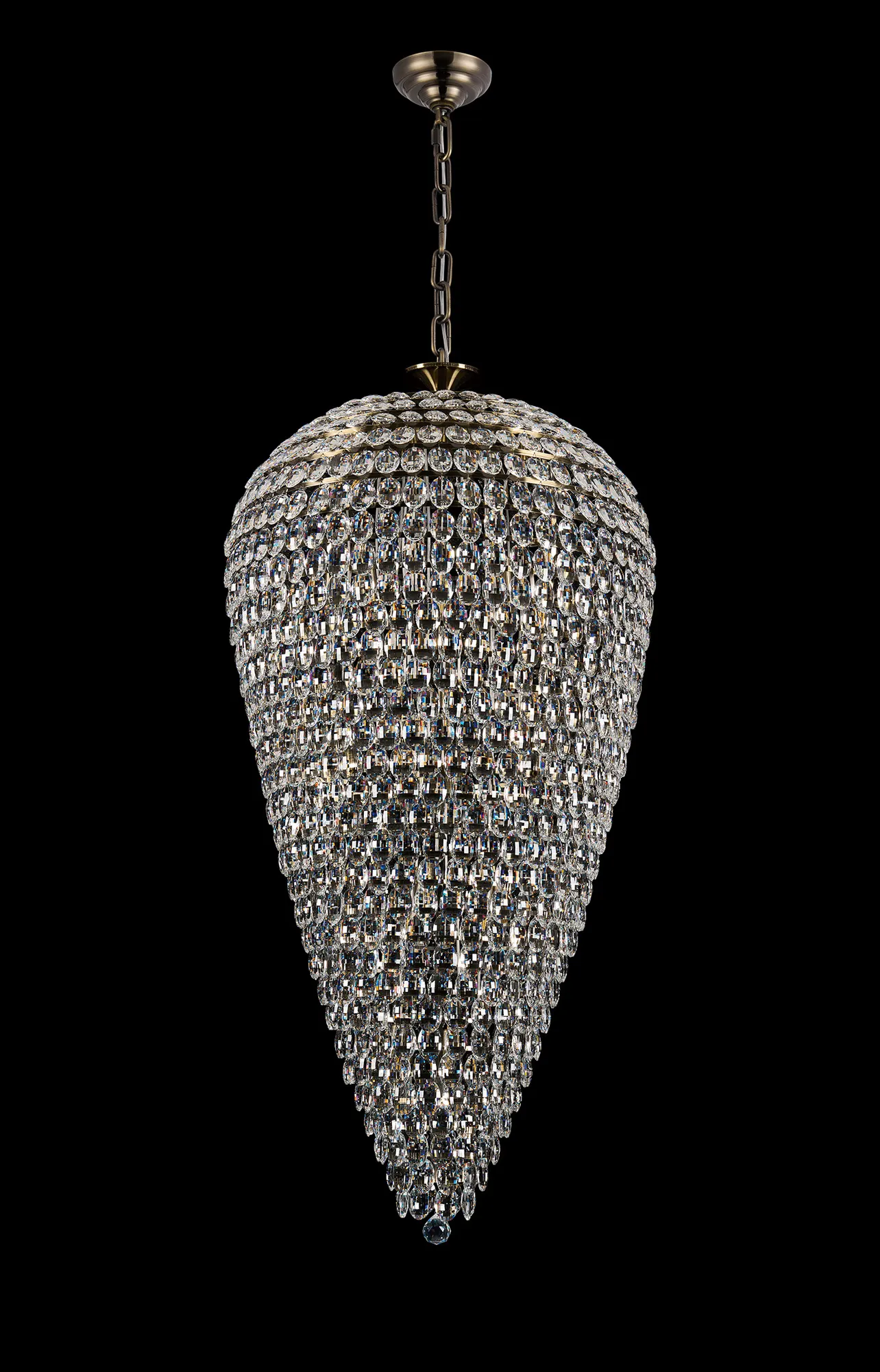 Coniston Antique Brass Crystal Ceiling Lights Diyas Statement Crystal Fittings